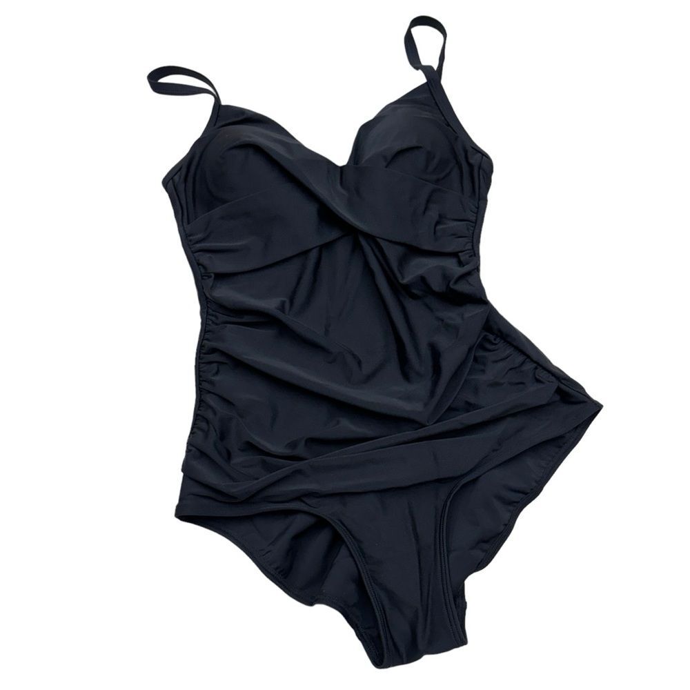 Next Black Rouches One Piece Swimsuit Sz 10